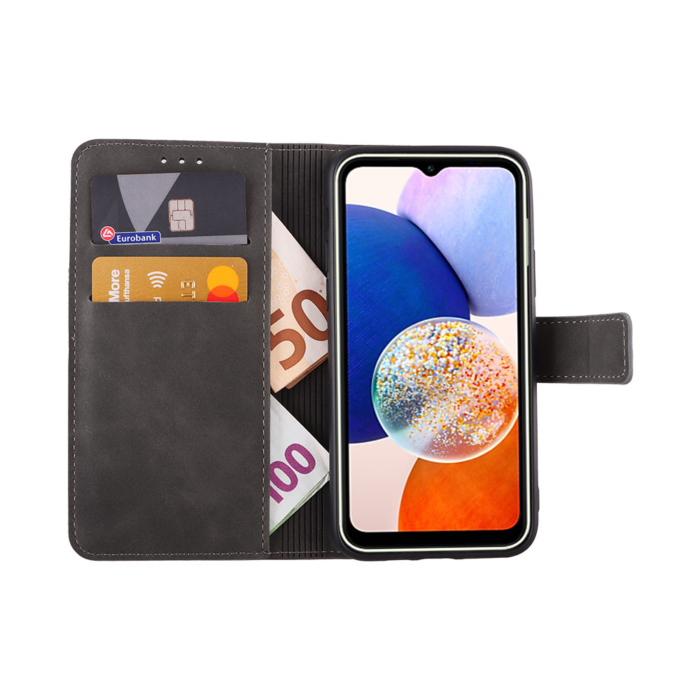 LIME ESSENTIAL ΘΗΚΗ SAMSUNG A14 4G A145/A14 5G A146 6.6in MAGNET BOOK STAND CLIP GREY - Image 2