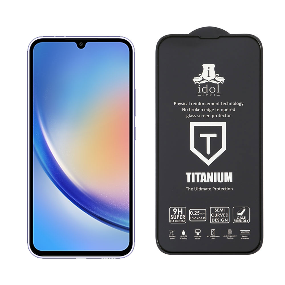 IDOL 1991 TEMPERED GLASS SAMSUNG A34 5G A346 6.6" 9H 0.25mm TITANIUM SEMI CURVED FULL GLUE BLACK - Image 2