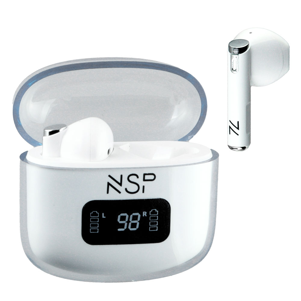 NSP BLUETOOTH STEREO BN550 NSPODS TWS HEADSET V5.3 ΜΕ ΘΗΚΗ ΦΟΡΤΙΣΗΣ - ΜΕΤΑΦΟΡΑΣ LED LCD WHITE - Image 2