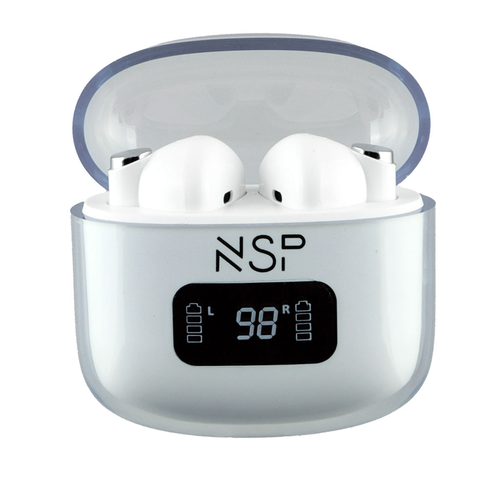 NSP BLUETOOTH STEREO BN550 NSPODS TWS HEADSET V5.3 ΜΕ ΘΗΚΗ ΦΟΡΤΙΣΗΣ - ΜΕΤΑΦΟΡΑΣ LED LCD WHITE - Image 3