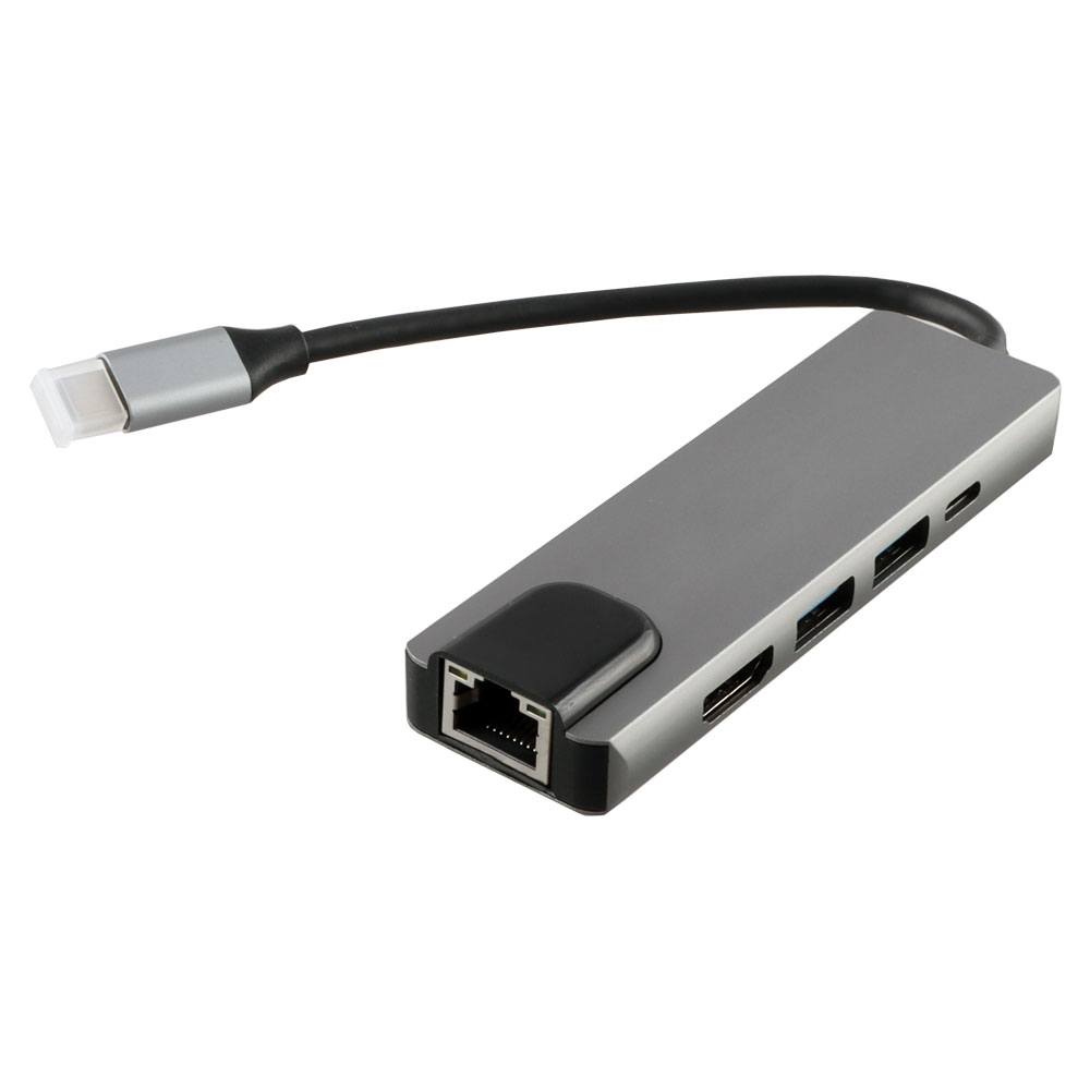 NSP N18 5 IN 1 USB-C HUB TYPE C TO USB 3.0/RJ45 1000Mbps/PD 60W/USB 3.0 X2/ HDMI 4K ALU GREY - Image 2