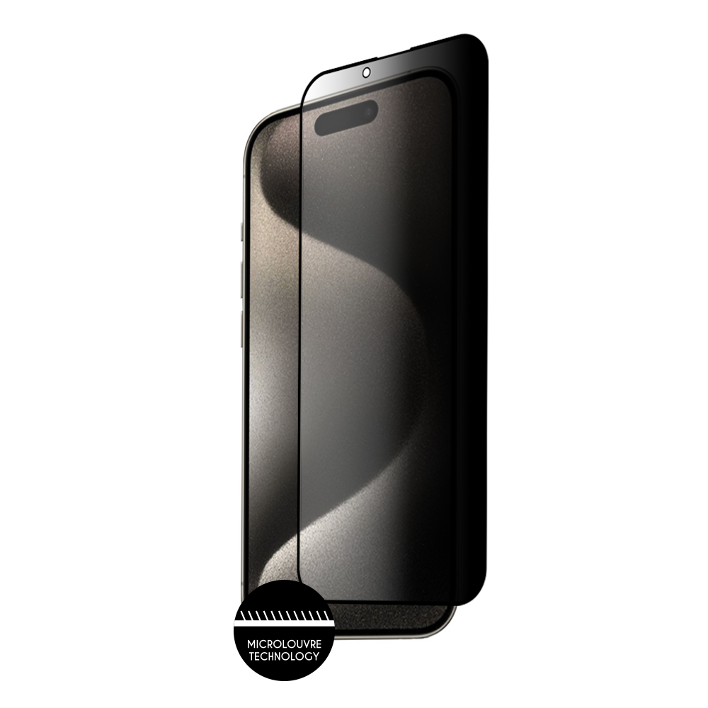 IDOL 1991 PRIVACY ANTISPY TEMPERED GLASS IPHONE 15 PRO MAX 6.7in 9H 0.25mm SEMI CURVED FULL GLUE BLACK - Image 2