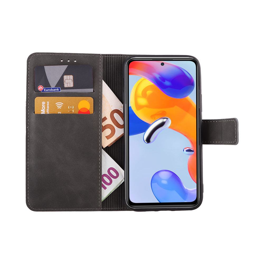 LIME ESSENTIAL ΘΗΚΗ XIAOMI REDMI NOTE 11/REDMI NOTE 11S 6.43in MAGNET BOOK STAND CLIP GREY - Image 2