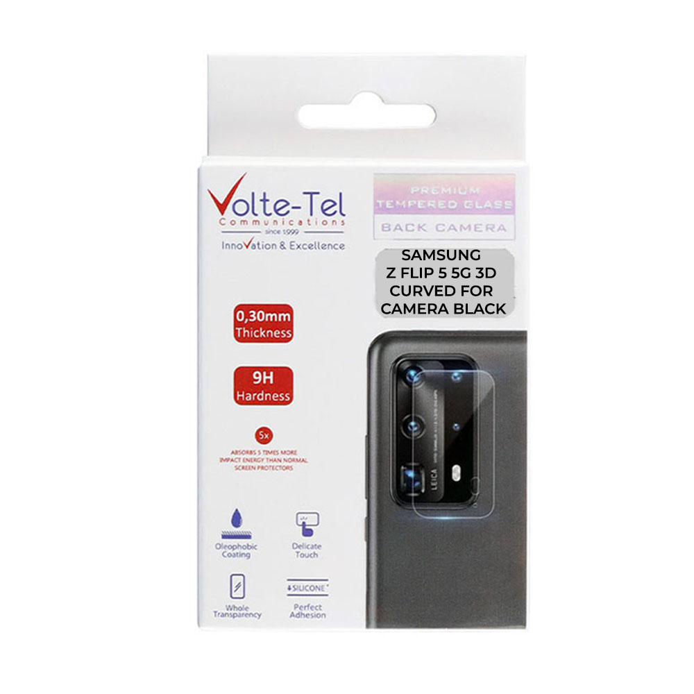 VOLTE-TEL CAMERA GLASS SAMSUNG Z FLIP 5 5G F731 6.7in 9H 0.25mm 3D CURVED BLACK - Image 4