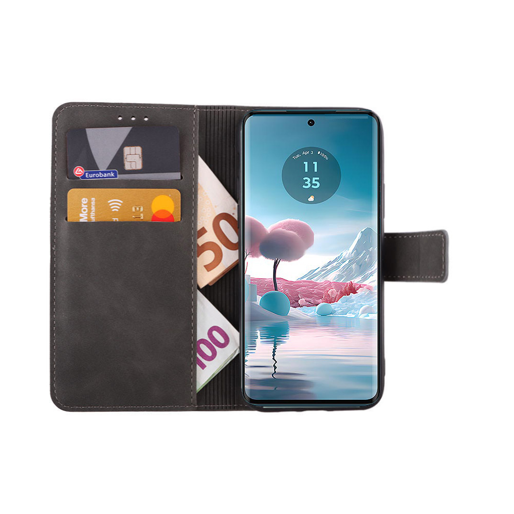 LIME ESSENTIAL ΘΗΚΗ MOTOROLA MOTO EDGE 40 NEO 5G 6.55in MAGNET BOOK STAND CLIP GREY - Image 2