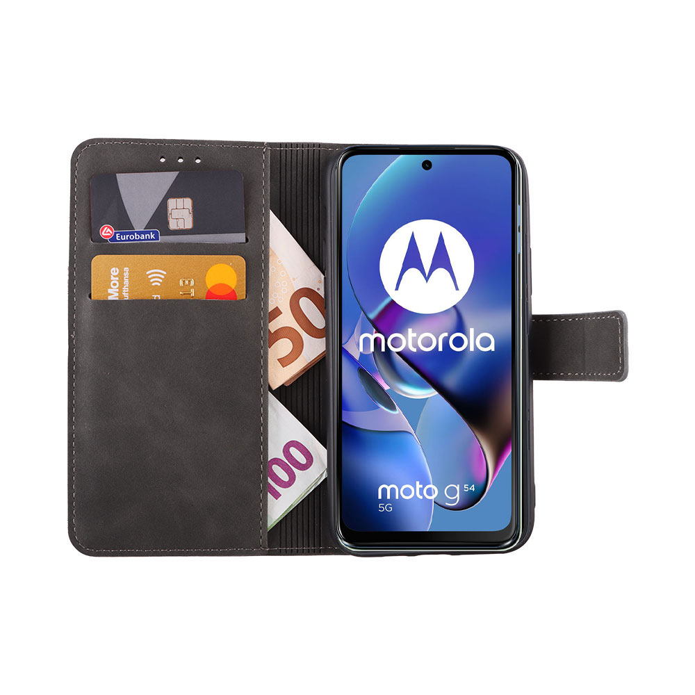 LIME ESSENTIAL ΘΗΚΗ MOTOROLA MOTO G54 5G/MOTO G54 POWER 6.5in MAGNET BOOK STAND CLIP GREY - Image 2