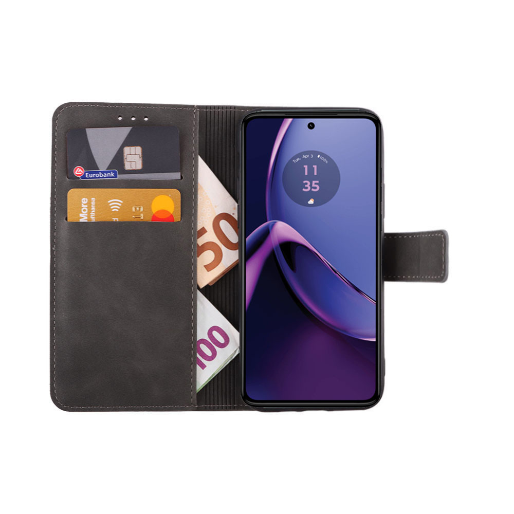 LIME ESSENTIAL ΘΗΚΗ MOTOROLA MOTO G84 5G 6.5in MAGNET BOOK STAND CLIP GREY - Image 2