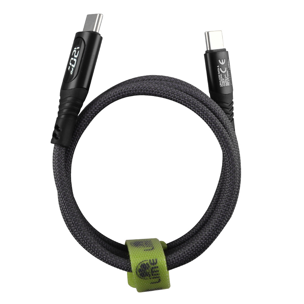 LIME USB-C TYPE C TO USB-C TYPE C 6A ΦΟΡΤΙΣΗΣ-DATA DURABLE MAGNETIC BRAIDED WITH LED DISPLAY 1.2m LBMLCC01 120W GREY - Image 3