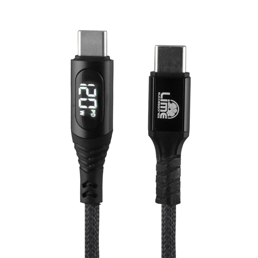 LIME USB-C TYPE C TO USB-C TYPE C 6A ΦΟΡΤΙΣΗΣ-DATA DURABLE MAGNETIC BRAIDED WITH LED DISPLAY 1.2m LBMLCC01 120W GREY - Image 5