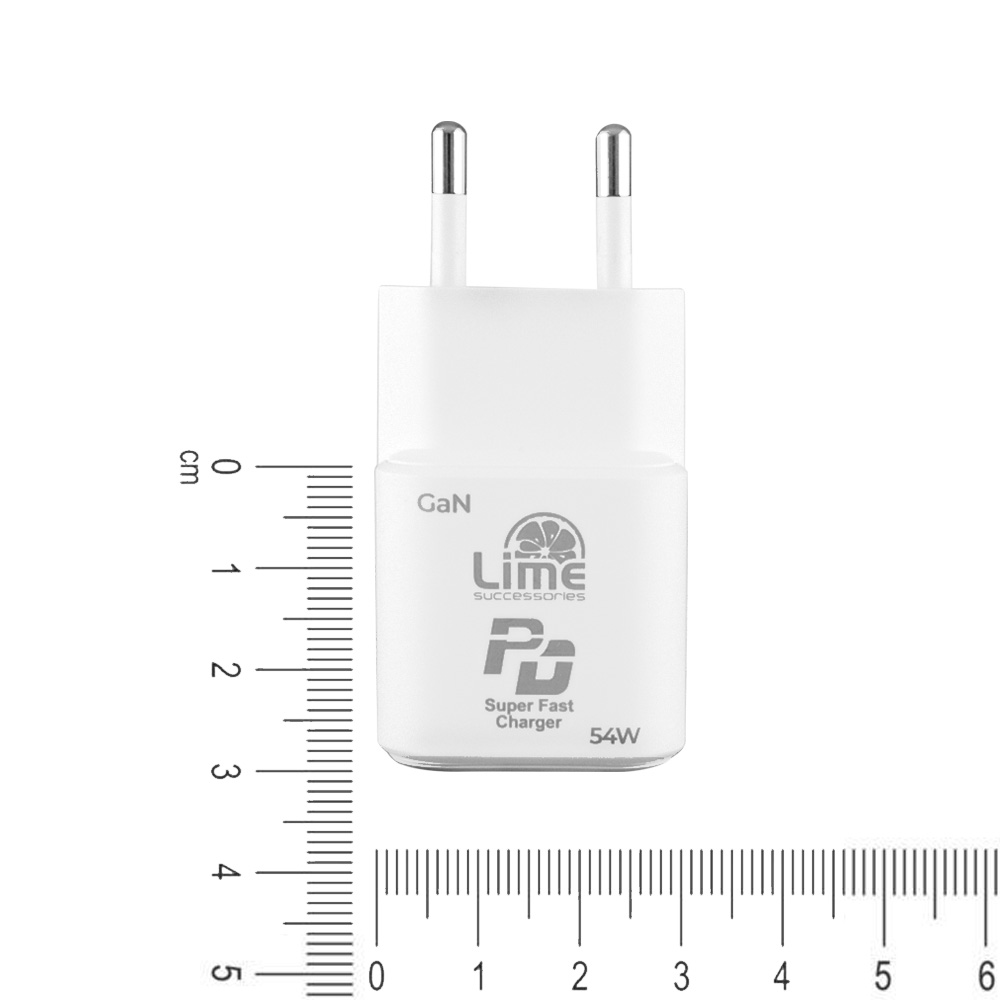 LIME TYPE C GAN PD 3.0 SUPER FAST TRAVEL LTC54W5V-9V 4.0A/12V 3.5A/20V 2.7A 54W +ΦΟΡΤΙΣΗΣ-DATA LCC04 TYPE C TO TYPE C 78W WHITE - Image 6