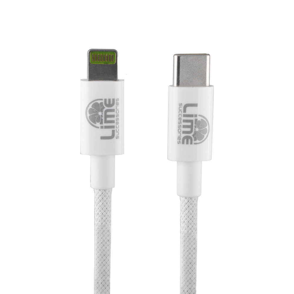 LIME LIGHTNING TO USB-C 3.4A ΦΟΡΤΙΣΗΣ-DATA DURABLE BRAIDED 1m LBCL01 30W WHITE - Image 6