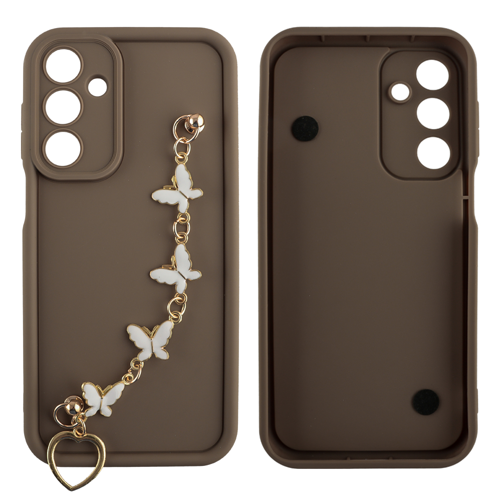 VOLTE-TEL SILICON TPU WITH STRAP ΘΗΚΗ SAMSUNG A16 4G A165/A16 5G A166 6.7in FULL CAMERA PROTECTION BROWN WITH WHITE BUTTERFLIES - Image 4