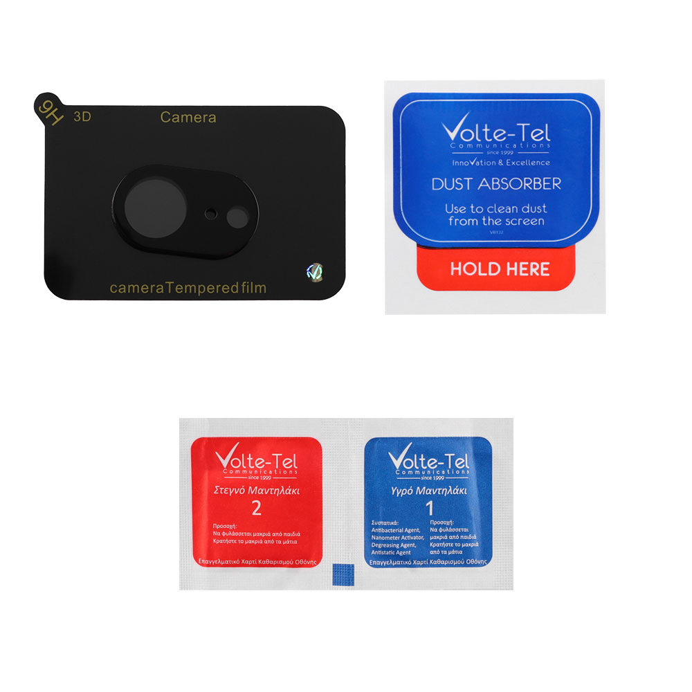 VOLTE-TEL CAMERA GLASS IPHONE 16E/ IPHONE 17E 6.1in 9H 0.25mm 3D CURVED BLACK - Image 4