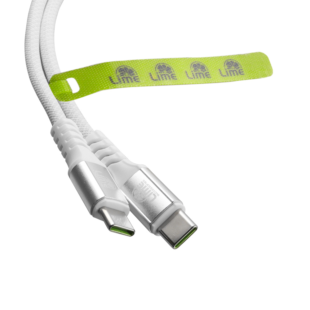 LIME USB-C TYPE C TO USB-C TYPE C 4A ΦΟΡΤΙΣΗΣ-DATA DURABLE MAGNETIC BRAIDED 1.2m LBMCC01 68W WHITE - Image 6