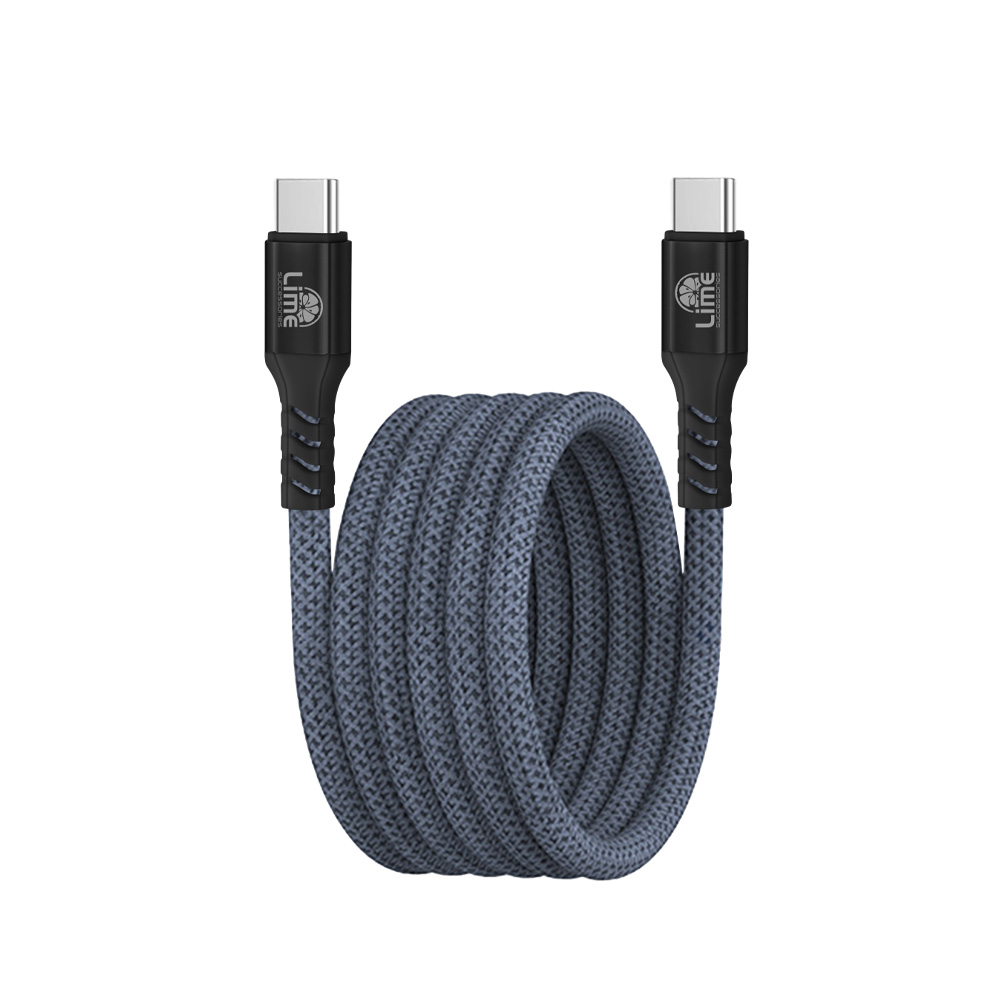 LIME USB-C TYPE C TO USB-C TYPE C 4A ΦΟΡΤΙΣΗΣ-DATA DURABLE MAGNETIC BRAIDED 1.2m LBMCC02 68W GREY - Image 2