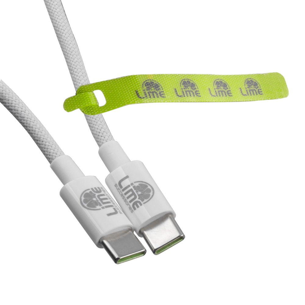 LIME USB-C TYPE C TO USB-C TYPE C 6A ΦΟΡΤΙΣΗΣ-DATA DURABLE BRAIDED 1m LBCC02 120W WHITE - Image 5