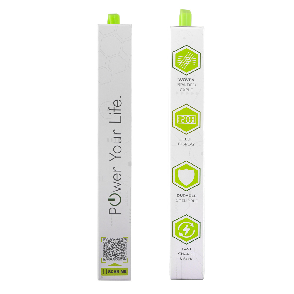 LIME USB-C TYPE C TO USB-C TYPE C 6A ΦΟΡΤΙΣΗΣ-DATA DURABLE BRAIDED WITH LED DISPLAY 1.2m LBLCC01 120W WHITE - Image 7
