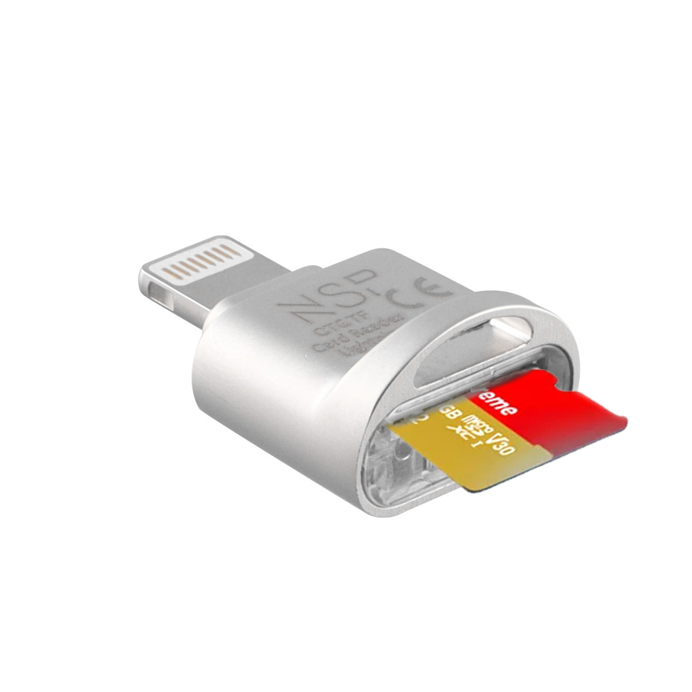 NSP N34 OTG TF/MICRO SD TO LIGHTNING SILVER - Image 3
