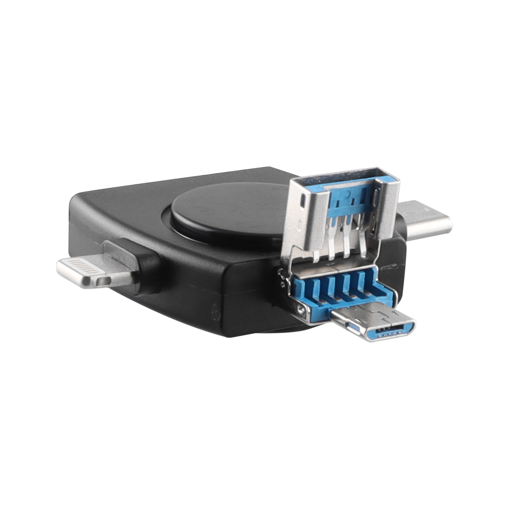 NSP N35 3 IN 1 SD CARD READER USB-A/MICRO USB/TYPE C & LIGHTNING BLACK - Image 4