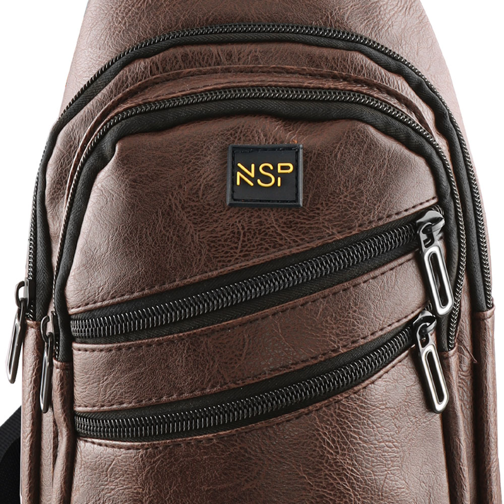 NSP N121 FORCE ΤΣΑΝΤΑΚΙ CROSSBODY 8.5L ΔΕΡΜΑΤΙΝΟ BROWN - Image 9