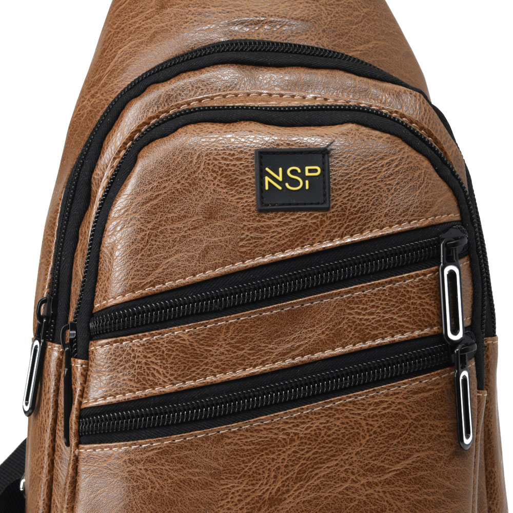 NSP N121 FORCE ΤΣΑΝΤΑΚΙ CROSSBODY 8.5L ΔΕΡΜΑΤΙΝΟ CAMEL - Image 9