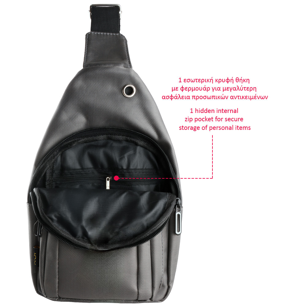 NSP N123 ATHLETIC ΤΣΑΝΤΑΚΙ ΑΔΙΑΒΡΟΧΟ CROSSBODY 8L DURABLE ΥΦΑΣΜΑΤΙΝΟ DARK GREY - Image 6