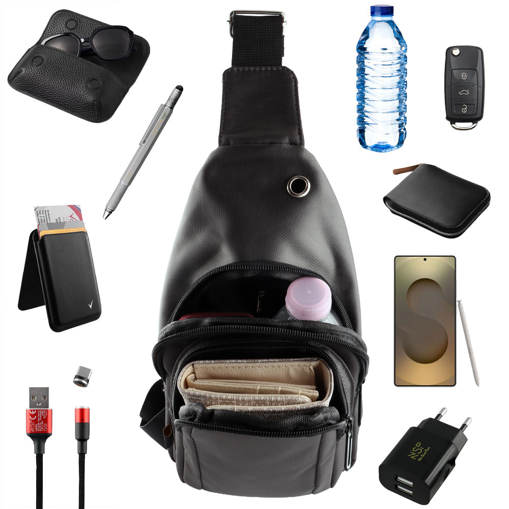 NSP N123 ATHLETIC ΤΣΑΝΤΑΚΙ ΑΔΙΑΒΡΟΧΟ CROSSBODY 8L DURABLE ΥΦΑΣΜΑΤΙΝΟ DARK GREY - Image 8