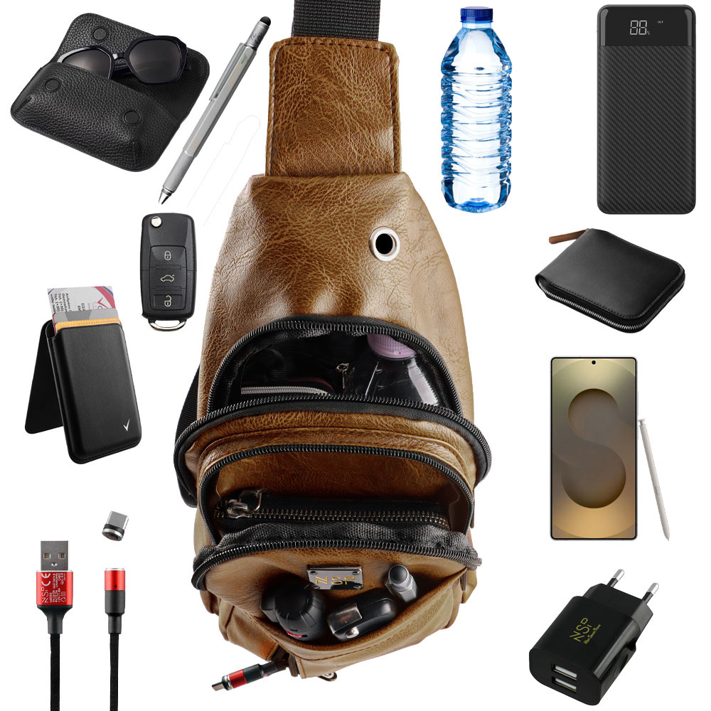 NSP N110 ALMOND ΤΣΑΝΤΑΚΙ CROSSBODY 8.5L ΔΕΡΜΑΤΙΝΟ CAMEL - Image 8