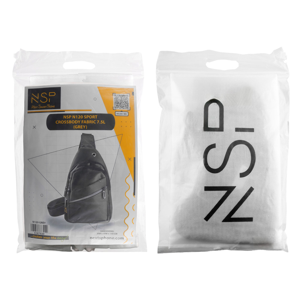 NSP N120 SPORT ΤΣΑΝΤΑΚΙ ΑΔΙΑΒΡΟΧΟ CROSSBODY 7.5L DURABLE ΥΦΑΣΜΑΤΙΝΟ GREY - Image 12