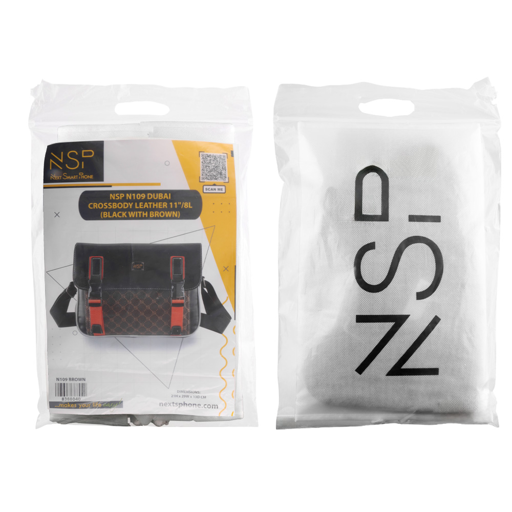 NSP N109 DUBAI ΤΣΑΝΤΑΚΙ ΩΜΟΥ/ΧΙΑΣΤΙ ΜΕ ΘΗΚΗ TABLET 11"/5.5L ΔΕΡΜΑΤΙΝΟ BLACK WITH BROWN - Image 11