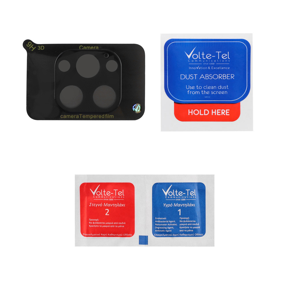 VOLTE-TEL CAMERA GLASS IPHONE 13 PRO 6.1in/IPHONE 13 PRO MAX 6.7in 9H 0.25mm 3D CURVED BLACK - Image 4