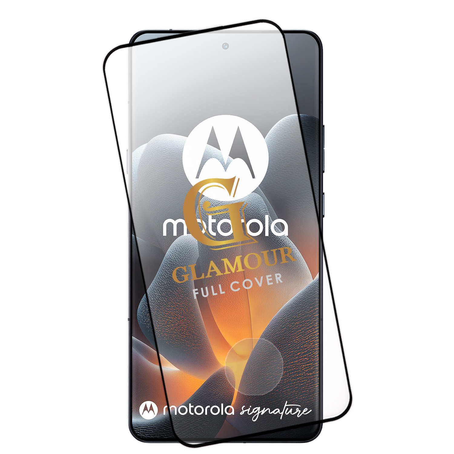 IDOL 1991 GLAMOUR TEMPERED GLASS MOTOROLA SIGNATURE 5G 6.8in 9H 0.30mm FULL COVER 3D EDGE GLUE FINGER UNLOCK BLACK - Image 2