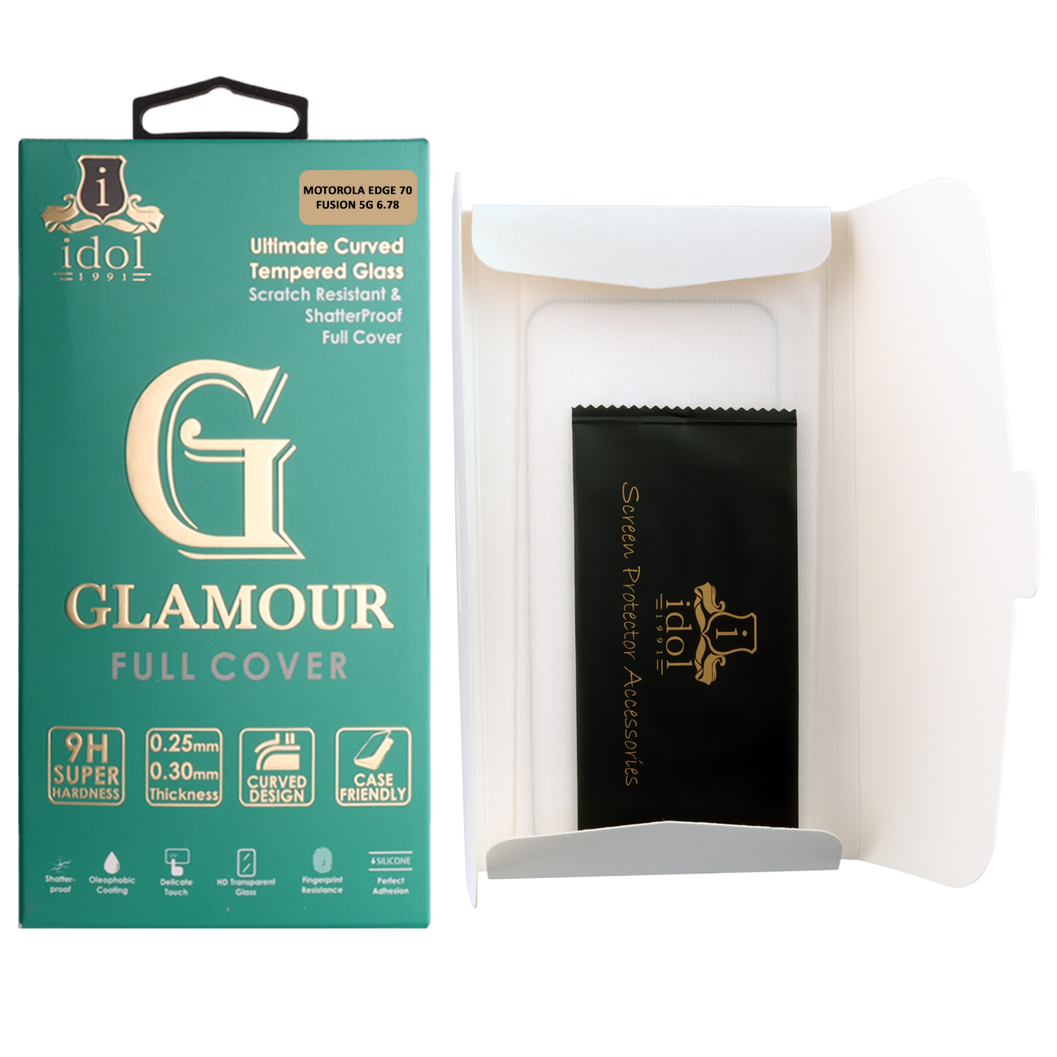 IDOL 1991 GLAMOUR TEMPERED GLASS MOTOROLA EDGE 70 FUSION 5G 6.78in9H 0.30mm FULL COVER 3D FULL GLUE FINGER UNLOCK BLACK+SQUEEZY - Image 5