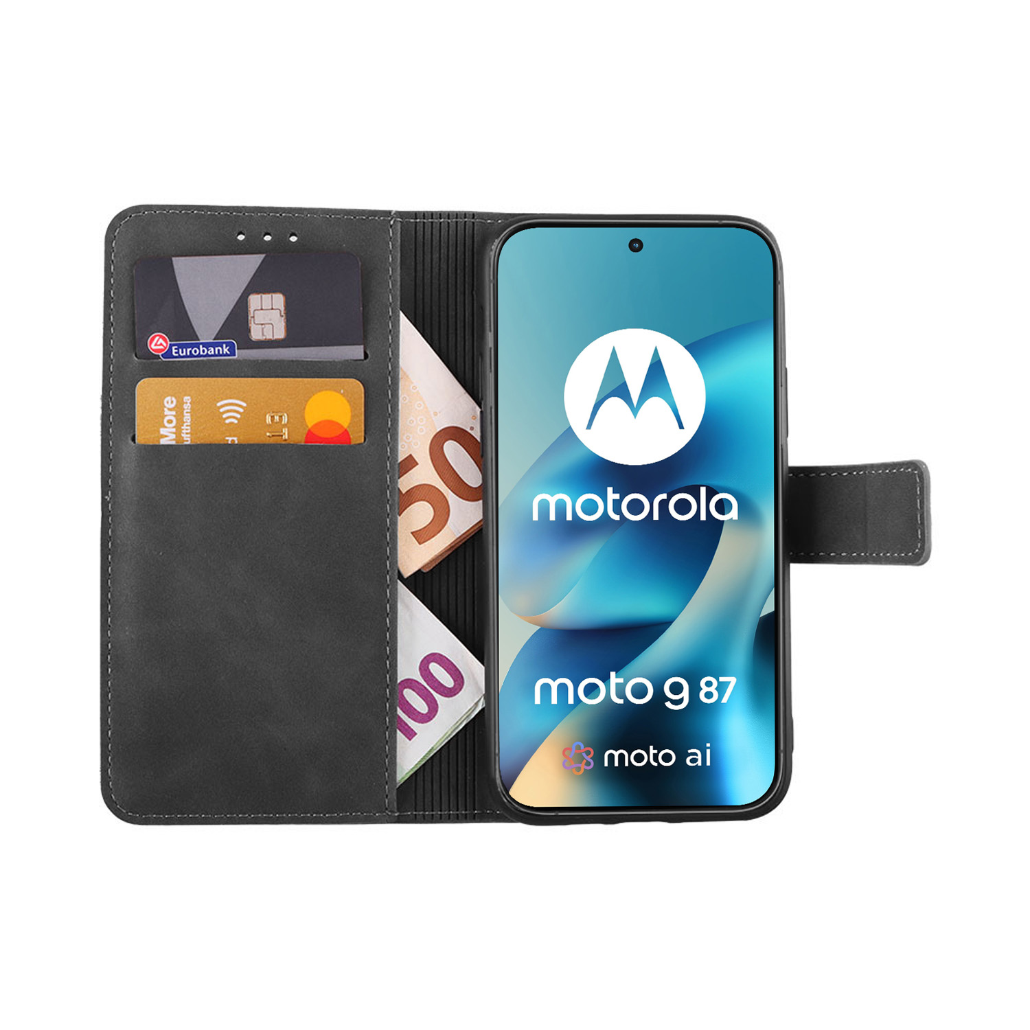 LIME ESSENTIAL ΘΗΚΗ MOTOROLA MOTO G87 5G XT2621-6 6.78in MAGNET BOOK STAND CLIP GREY - Image 2