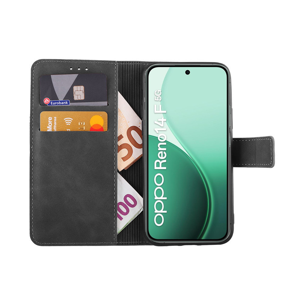 LIME ESSENTIAL ΘΗΚΗ OPPO RENO14 F 5G 6.57in MAGNET BOOK STAND CLIP GREY - Image 2
