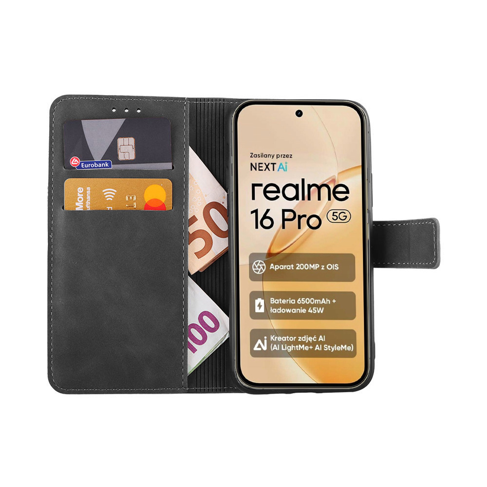 LIME ESSENTIAL ΘΗΚΗ REALME 16 PRO 5G 6.78in MAGNET BOOK STAND CLIP GREY - Image 2