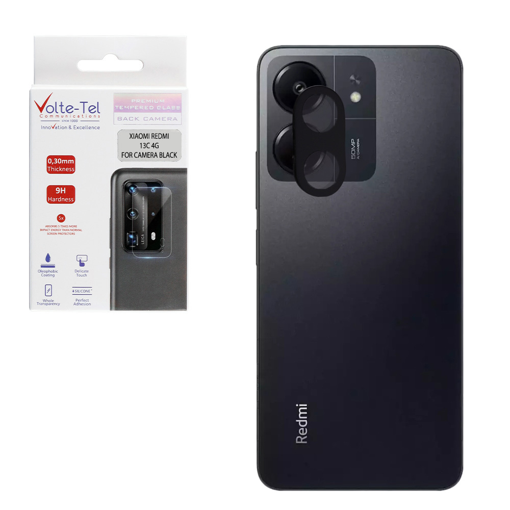 VOLTE-TEL CAMERA GLASS XIAOMI REDMI 13C 4G 6.74in 9H 0.25mm 3D CURVED BLACK