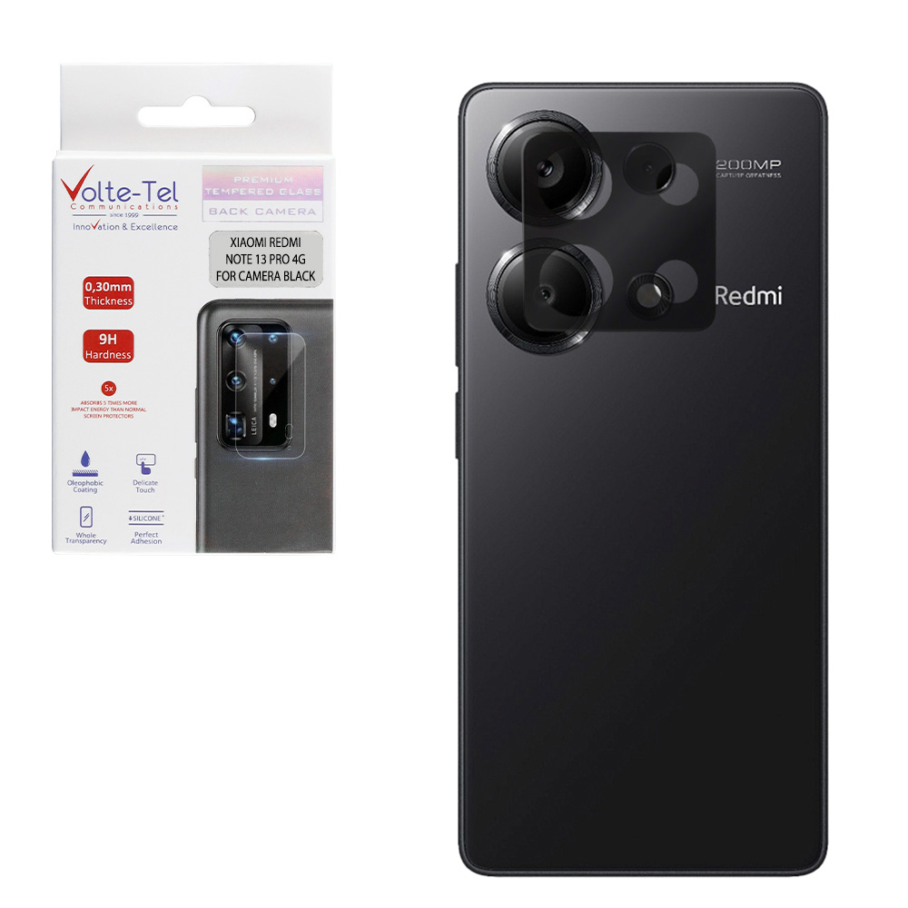 VOLTE-TEL CAMERA GLASS XIAOMI REDMI NOTE 13 PRO 4G 6.67in 9H 0.25mm 3D CURVED BLACK