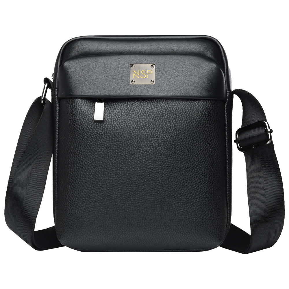 NSP N115 ELEGANT ΤΣΑΝΤΑΚΙ ΩΜΟΥ/ΧΙΑΣΤΙ 4L ΔΕΡΜΑΤΙΝΟ BLACK