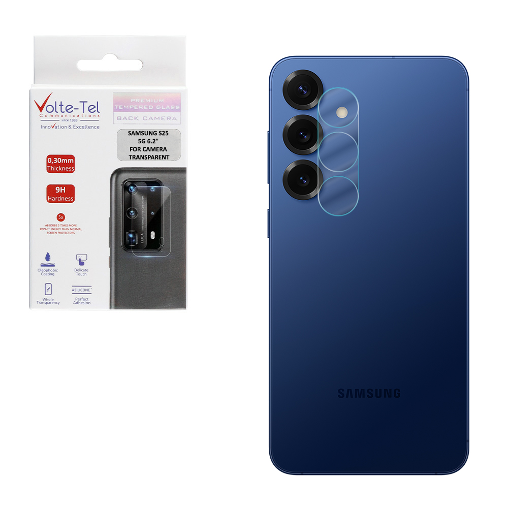 VOLTE-TEL CAMERA GLASS SAMSUNG S25 5G 6.2in 9H 0.25mm 3D CURVED TRANSPARENT