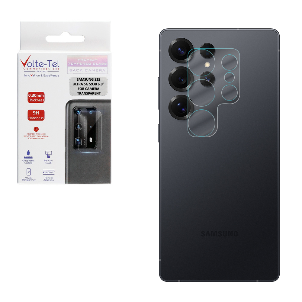 VOLTE-TEL CAMERA GLASS SAMSUNG S25 ULTRA 5G S938 6.9in 9H 0.25mm 3D CURVED TRANSPARENT