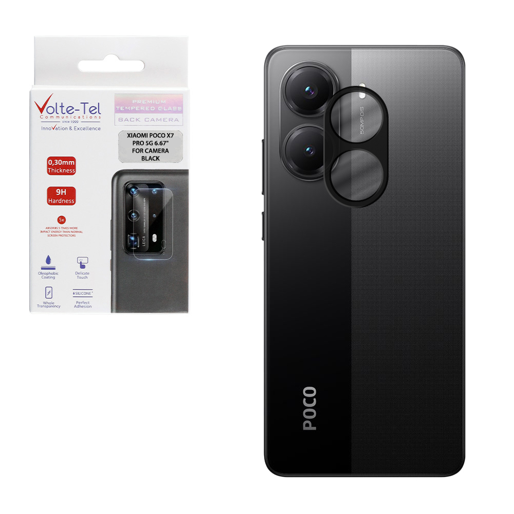 VOLTE-TEL CAMERA GLASS XIAOMI POCO X7 PRO 5G 6.67in 9H 0.25mm 3D CURVED BLACK