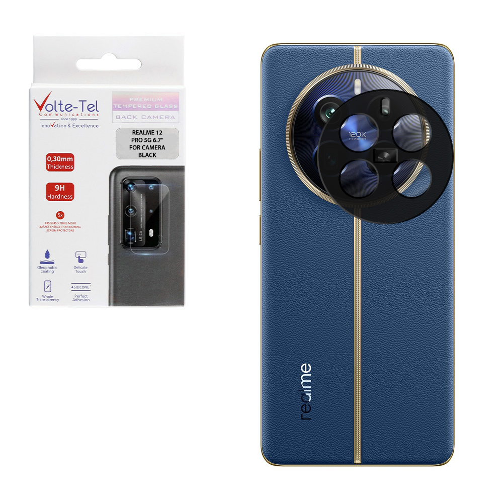 VOLTE-TEL CAMERA GLASS REALME 12 PRO 5G 6.7in 9H 0.25mm 3D CURVED BLACK