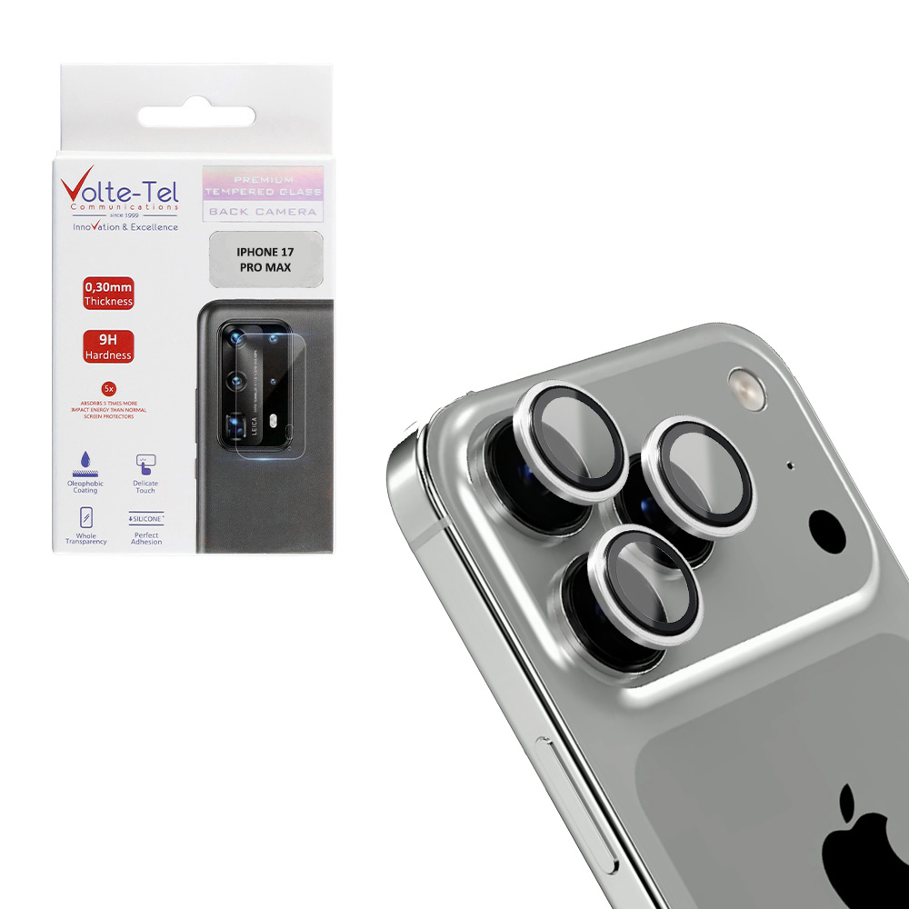 VOLTE-TEL CAMERA GLASS COVER IPHONE 17 PRO MAX 6.9in 9H 0.33MM AR PREMIUM EASY APPLICATION TITANIUM SILVER