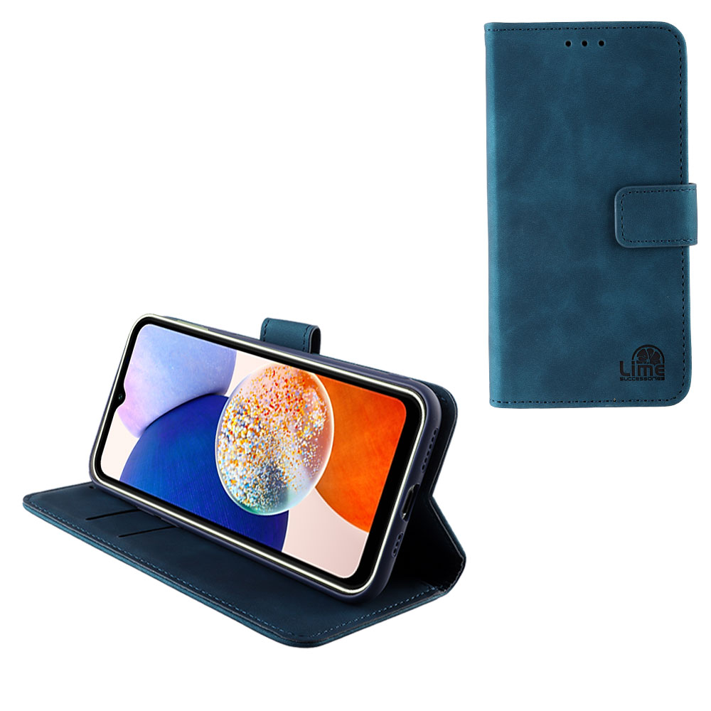 LIME ESSENTIAL ΘΗΚΗ SAMSUNG A14 4G A145/A14 5G A146 6.6in MAGNET BOOK STAND CLIP DARK BLUE