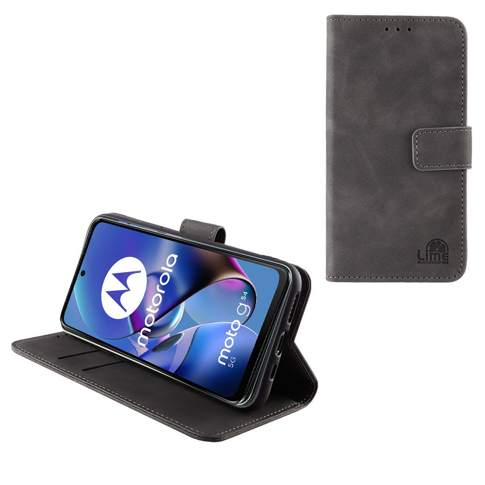 LIME ESSENTIAL ΘΗΚΗ MOTOROLA MOTO G54 5G/MOTO G54 POWER 6.5in MAGNET BOOK STAND CLIP GREY