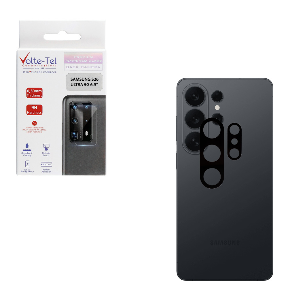 VOLTE-TEL CAMERA GLASS SAMSUNG S26 ULTRA 5G 6.9in 9H 0.25mm 3D CURVED BLACK