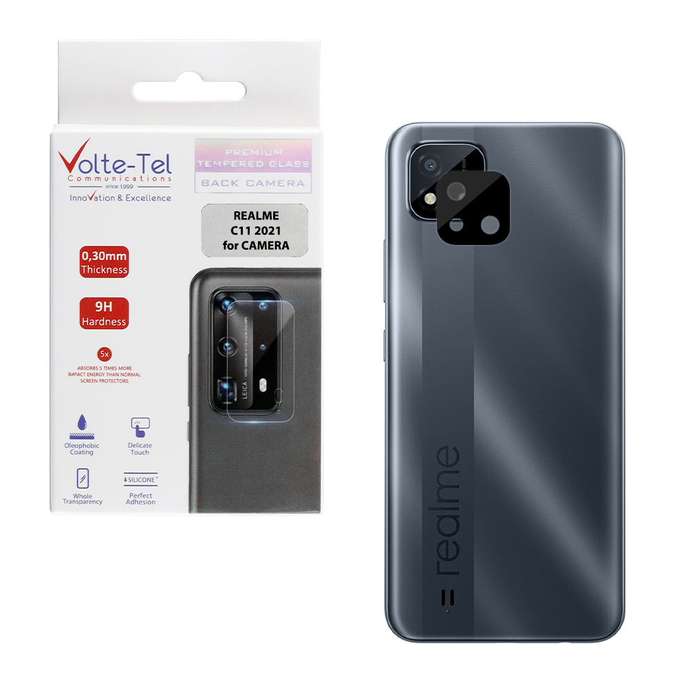 VOLTE-TEL CAMERA GLASS REALME C11 2021 6.52in 9H 0.25mm 3D CURVED BLACK