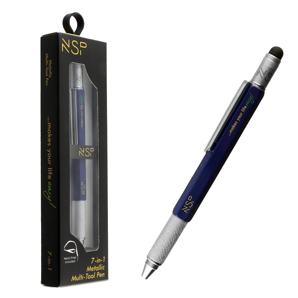 NSP ΣΤΥΛΟ 7 IN 1 METALLIC MULTI-TOOL PEN BLUE