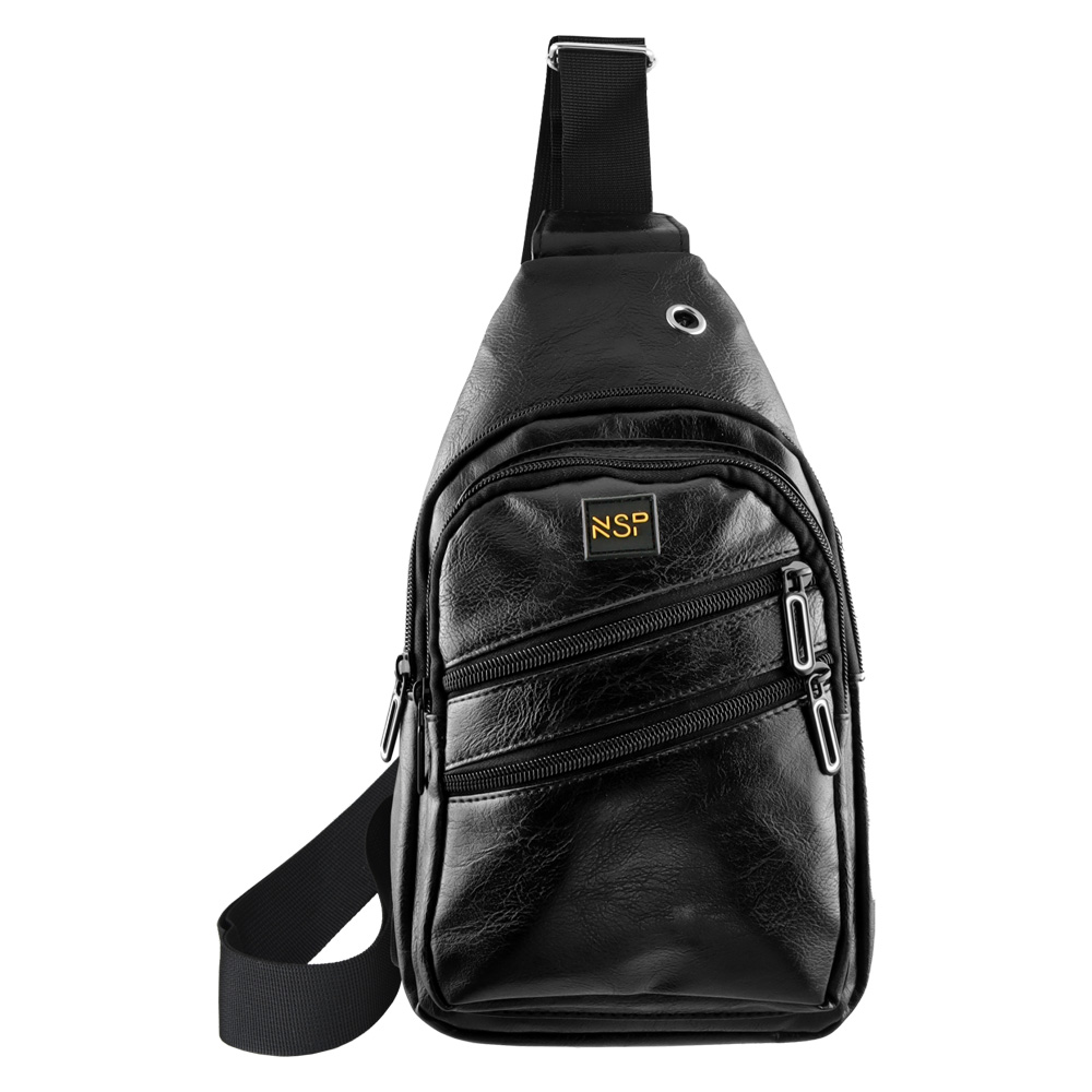 NSP N121 FORCE ΤΣΑΝΤΑΚΙ CROSSBODY 8.5L ΔΕΡΜΑΤΙΝΟ BLACK